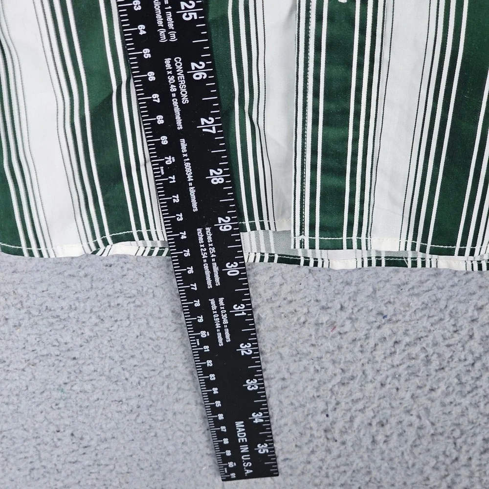 Gucci Button Down Men 16 Green White Striped Long Sleeve Cotton Dress Shirt 41